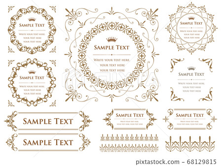 Vintage ornament set. Borders and various frame materials. Vintage ornament set. Borders and various frame materials. 68129815