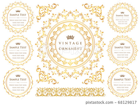 Vintage ornament set. Borders and various frame materials. Vintage ornament set. Borders and various frame materials. 68129817