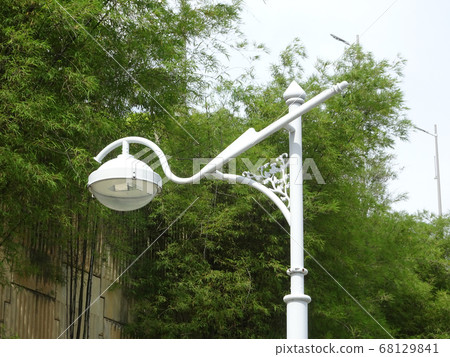 Street lighting during daytime. Purpose to provide light at night to the roads or building compound.  68129841