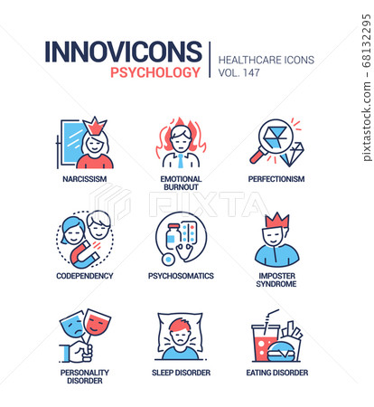 Psychology concept - line design style icons set 68132295