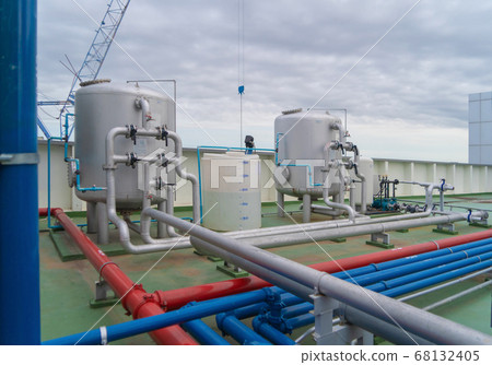 Chiller tower or cooling tower on rooftop of a 68132405