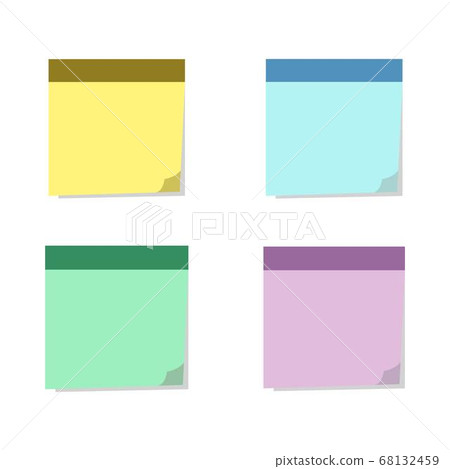 Square sticky notes with shadow curved edge in - Stock Illustration ...