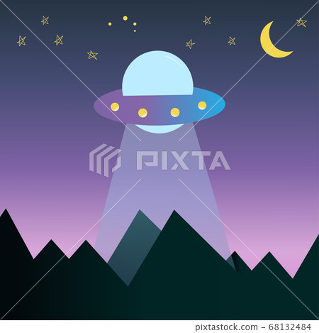 Flying saucer above the ground. Aliens flew to 68132484
