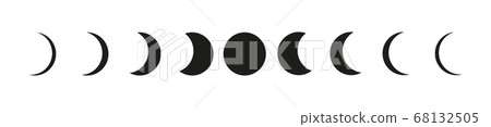 Moon phases astronomy icons set on white backgound - Stock Illustration ...