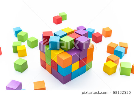 Block colorful white background Block colorful white background 68132530