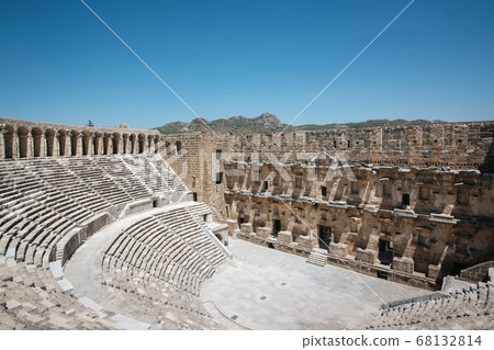 Ancient Roman amphitheater of Aspendos near Antalya. Historical destinations concept. 68132814