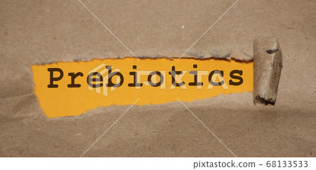 Prebiotics written under brown torn paper. Healthcare concept 68133533