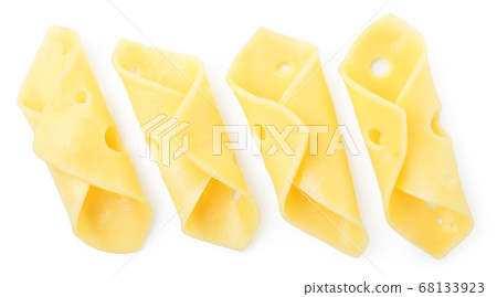 Pieces of cheese on white background, isolated. 68133923