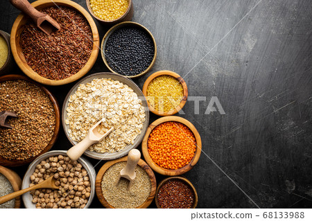 Bowls with different grains Bowls with different grains 68133988