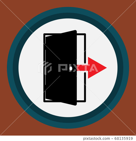 The door icon in the circle. Flat interior icon. The door icon in the circle. Flat interior icon. 68135919