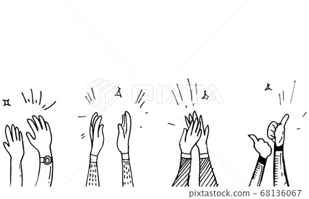 Hand Drawn sketch style of Human hands clapping ovation. applause, thumbs up gesture on doodle style , vector illustration. Hand Drawn sketch style of Human hands clapping ovation. applause, thumbs up gesture on doodle style , vector illustration. 68136067