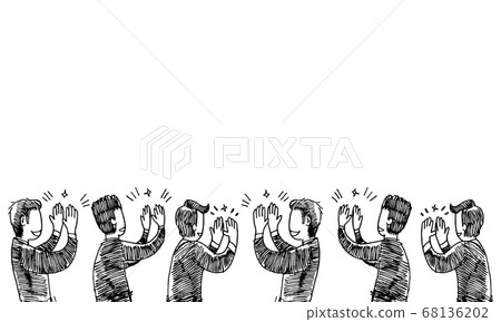 Hand Drawn sketch style of Human hands clapping ovation. applause, thumbs up gesture on doodle style , vector illustration. 68136202