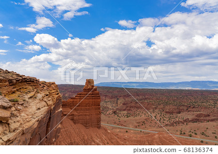 High angle view of the beautiful landscape along 68136374