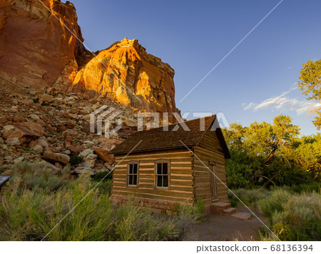 Beautiful sunset view of the Fruita Schoolhouse of 68136394