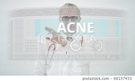 ACNE tab is scrolled by a doctor on a modern display 68137453