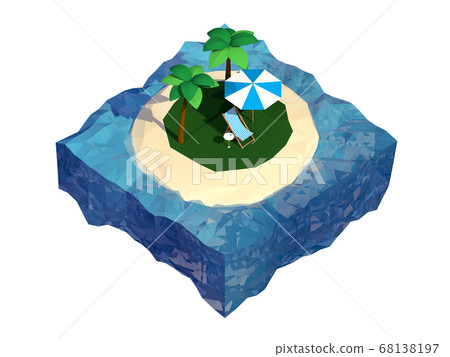 Island low polygon icon stamp 3D Island low polygon icon stamp 3D 68138197