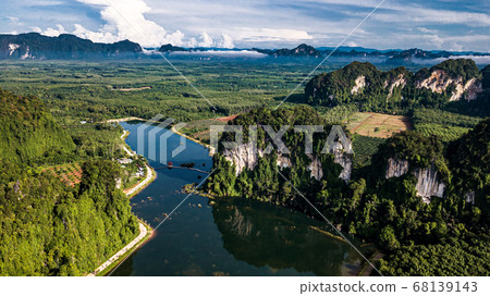 aerial view landscape of Mountain in Krabi 68139143