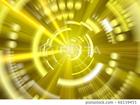 幾何徑向光閃耀黃色幾何圖案中心圓背景 插圖素材 圖庫