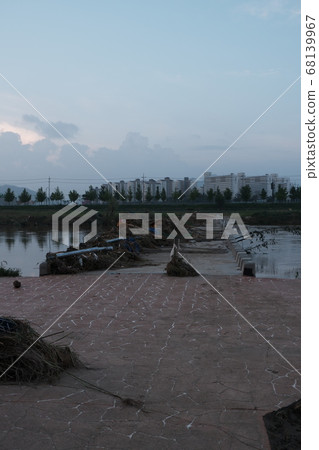 There was a lot of damage from the storm in Korea. Rainy season, storm, typhoon, rain, cloudy, damage, natural disaster There was a lot of damage from the storm in Korea. Rainy season, storm, typhoon, rain, cloudy, damage, natural disaster 68139967