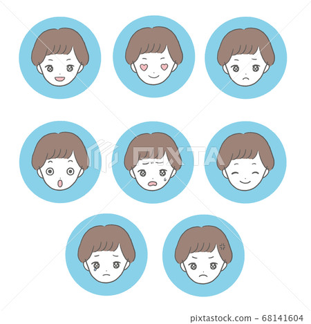 Shonen icon set with round frame - Stock Illustration [68141604] - PIXTA