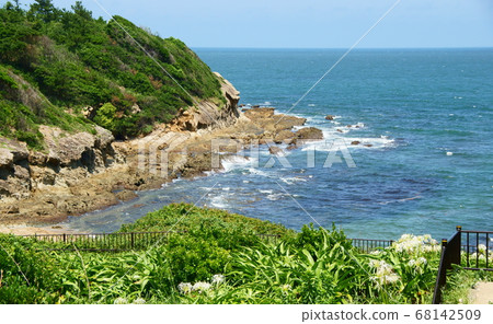 Crashing white waves overlooking Hamayu 68142509