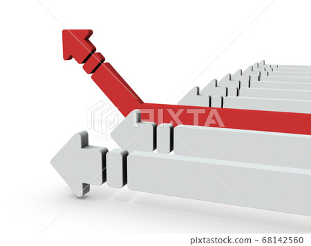 變為上升的箭頭。它代表了一個轉機。 3D渲染。 68142560