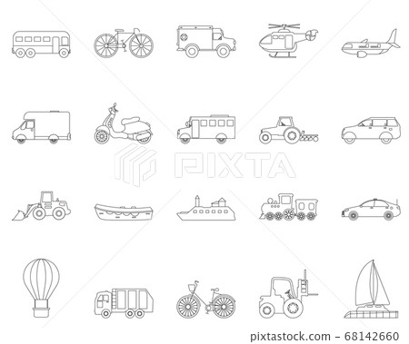 Collection of transport line icons. 68142660