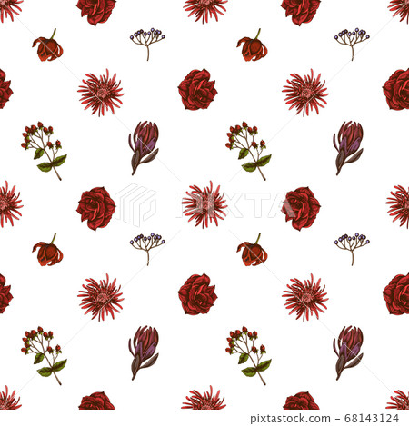 Seamless pattern with hand drawn colored... - Stock Illustration ...