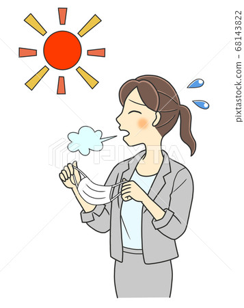 一個四分之三的袖子夾克的年輕女子從面具休息 一個四分之三的袖子夾克的年輕女子從面具休息 68143822