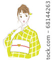 浴衣女人（格子圖案） 68144263