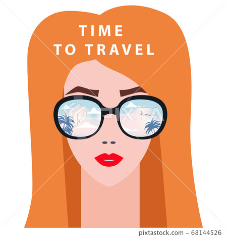 Portrait fashion woman with sunglasses. Time to... - Stock Illustration ...