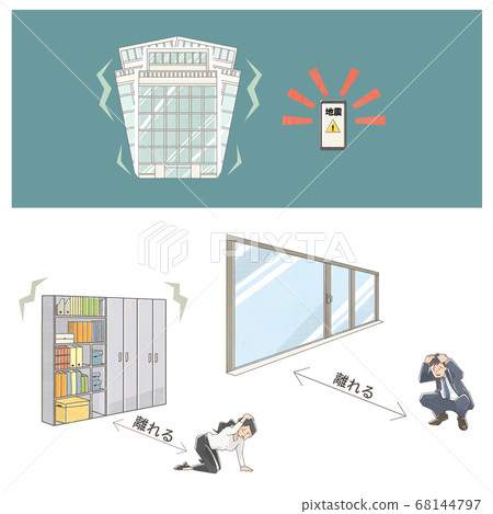 Basic behavior when an earthquake occurs in an office or building Basic behavior when an earthquake occurs in an office or building 68144797