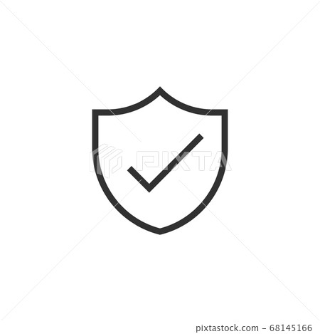 Shield and Check Mark Icon Vector Logo Template. Security or protection symbol for web site Computer and mobile apps, ui. Stock vector illustration isolated on white background. 68145166
