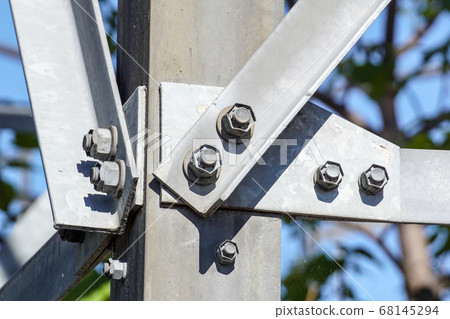 Structural steel framework on new industrial unit Structural steel framework on new industrial unit 68145294
