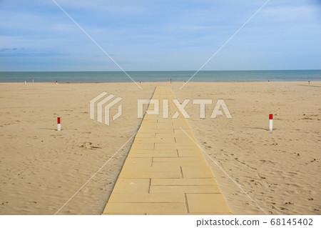 Beach Boardwalk . communication walkway between beach and sea Beach Boardwalk . communication walkway between beach and sea 68145402