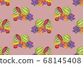 Seamless pattern with fruits painted with 68145408