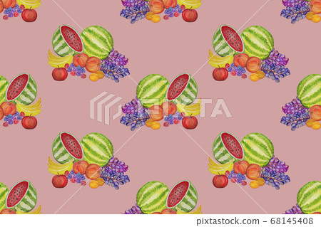 Seamless pattern with fruits painted with Seamless pattern with fruits painted with 68145408