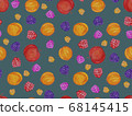 seamless pattern with different fruits drawn in 68145415