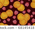 Seamless pattern with apricots and raspberries 68145418