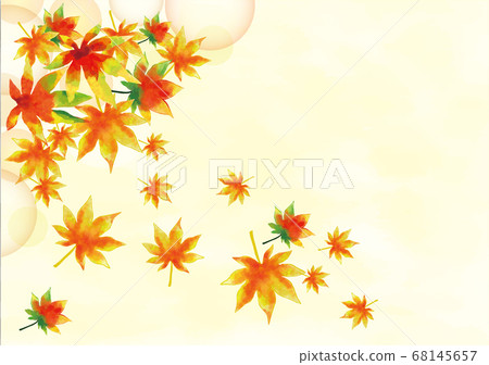 Autumn leaves watercolor background material Japanese pattern falling leaves Japanese style material 68145657