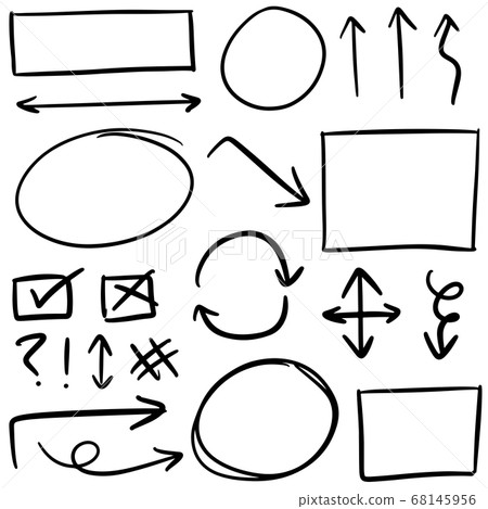 doodle design element. Doodle lines, Arrows, circles and curves vector. hand drawn design elements isolated on white background for infographic. 68145956