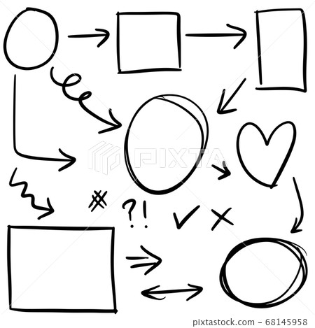 doodle design element. Doodle lines, Arrows, circles and curves vector. hand drawn design elements isolated on white background for infographic. doodle design element. Doodle lines, Arrows, circles and curves vector. hand drawn design elements isolated on white background for infographic. 68145958