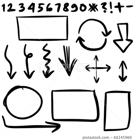 doodle design element. Doodle lines, Arrows, circles and curves vector. hand drawn design elements isolated on white background for infographic. 68145960