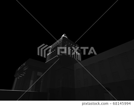 國會大廈3DCG圖的黑色圖像 68145994