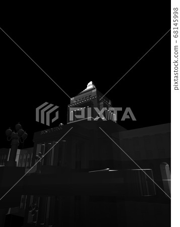國會大廈3DCG圖的黑色圖像 68145998