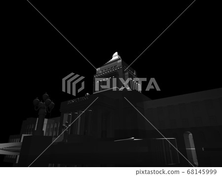 國會大廈3DCG圖的黑色圖像 國會大廈3DCG圖的黑色圖像 68145999