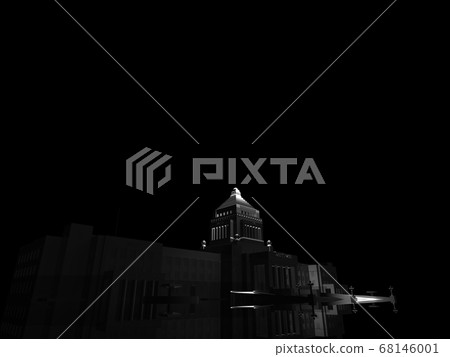 國會大廈3DCG圖的黑色圖像 國會大廈3DCG圖的黑色圖像 68146001