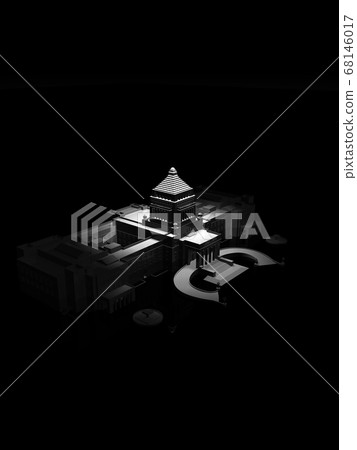 國會大廈3DCG圖的黑色圖像 68146017