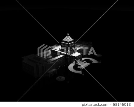 國會大廈3DCG圖的黑色圖像 68146018