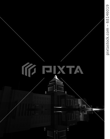 國會大廈3DCG圖的黑色圖像 68146019